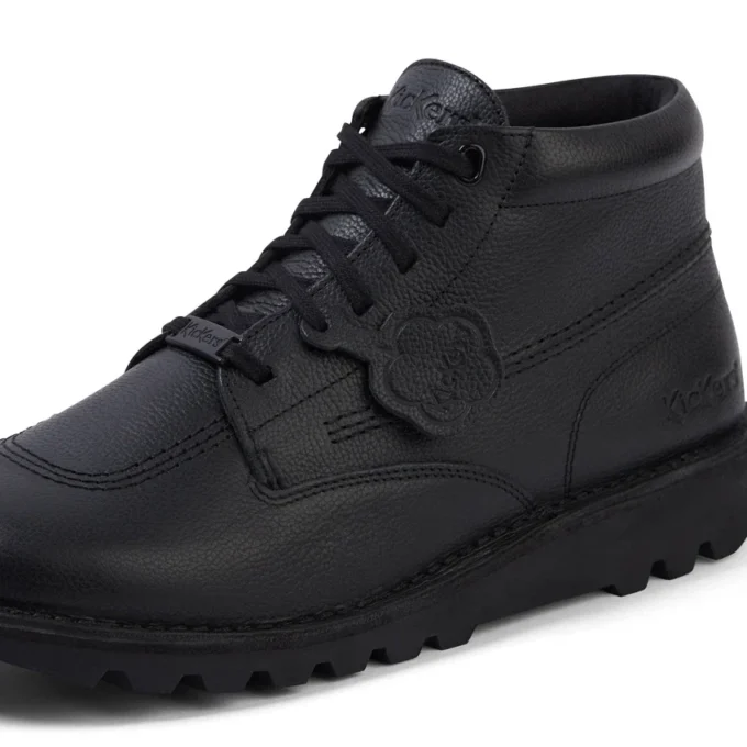 Unisex-Kick-Stiefel für Erwachsene aus Tumbled-Leder, schwarz Unisex-Kick-Stiefel für Erwachsene aus Tumbled-Leder, schwarz