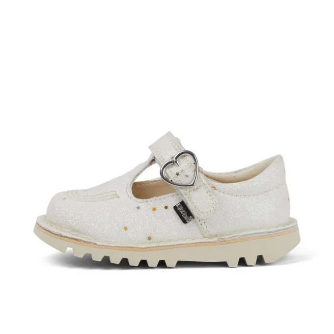 Unisex-Kick T-Bar-Glitzerschuhe für Kleinkinder, weiß