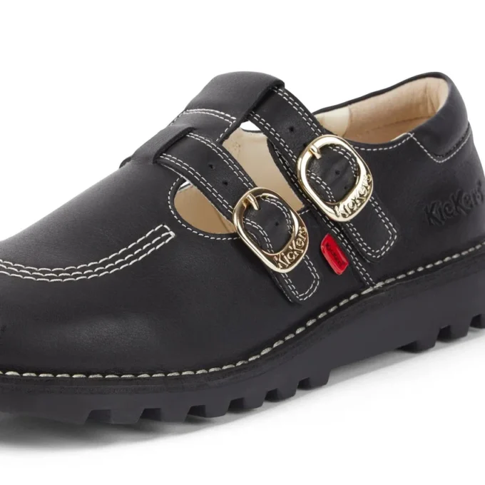 Unisex-Kick T-Bar-Goldie-Schuhe für Erwachsene, schwarz
